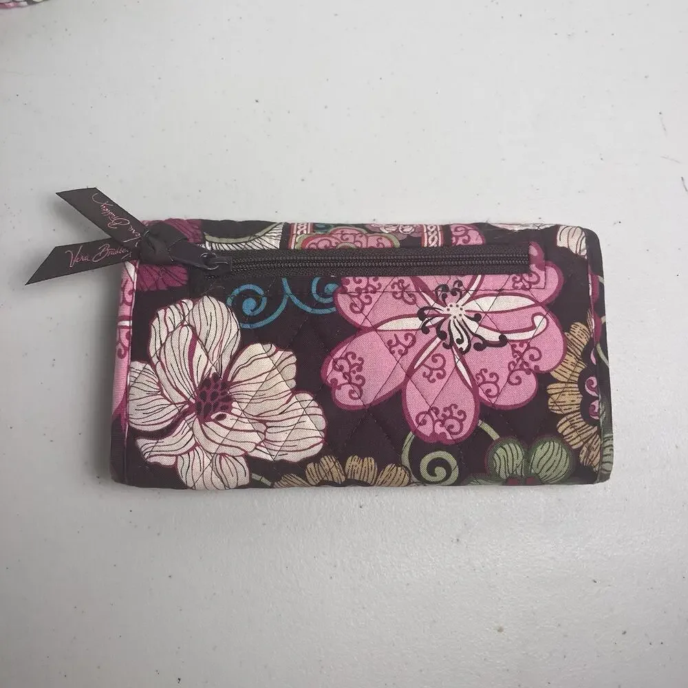 Vera Bradley Purse & Wallet Lot Jazzy Bloom Very Berry Mod Floral 100% Cotton - Picture 7 of 16